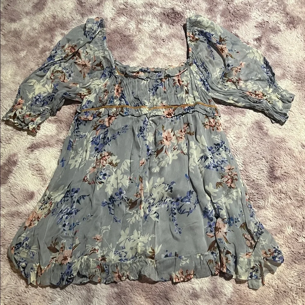 Free People Marney Mini Dress in Blue Combo - Picture 11 of 16